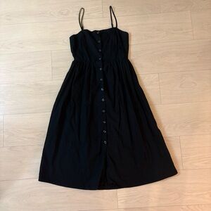 H&M Black Midi Dress with Button Front